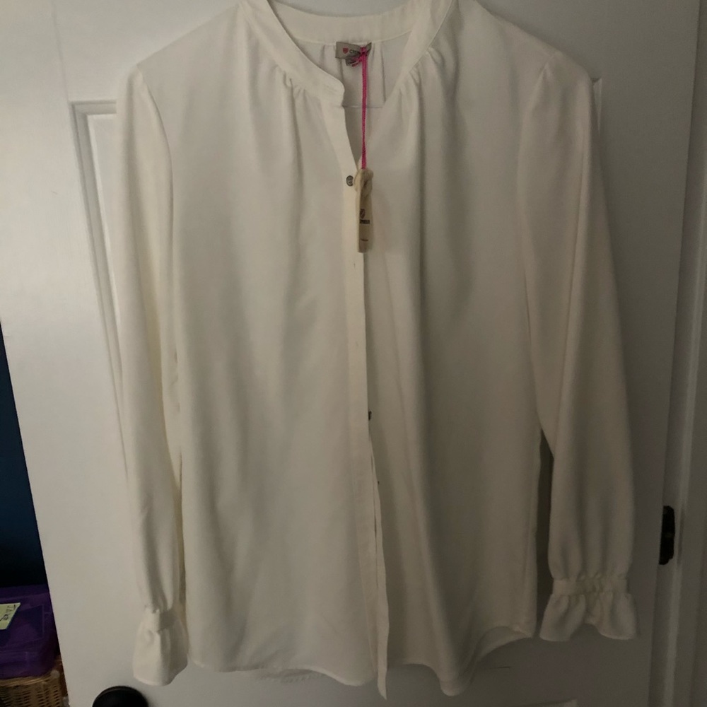 Cream long-sleeve blouse